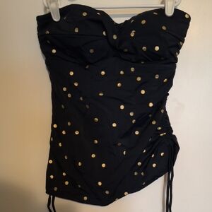 Boden Navy with Gold Dot Accents Strapless Swimsuit